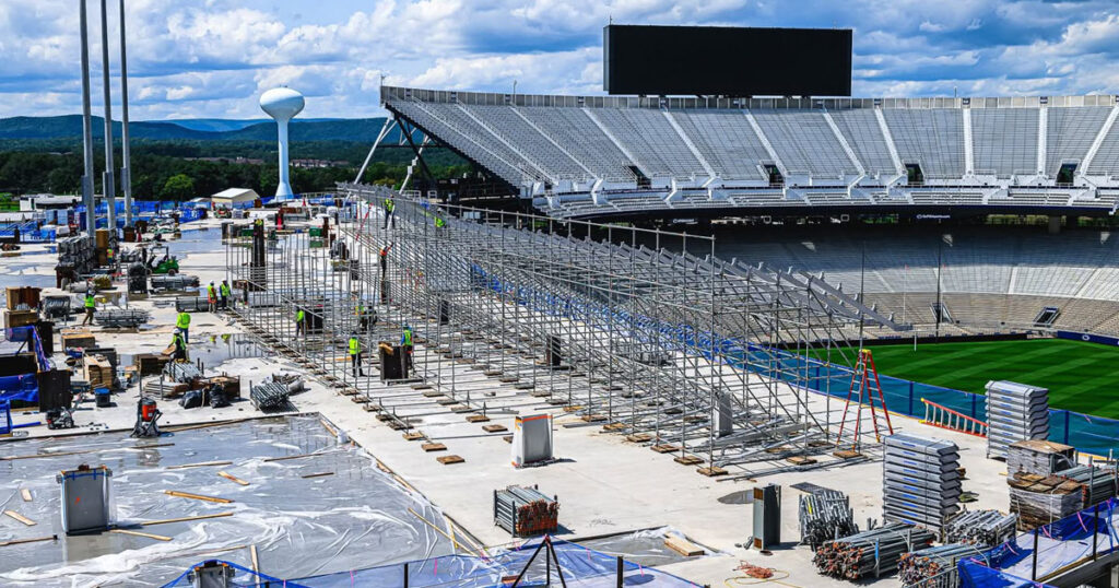 Construction work continues at Beaver Stadium on July 24 ahead of the Penn State season opener with Nevada on Aug. 30. (Photo courtesy of Penn State Athletics)