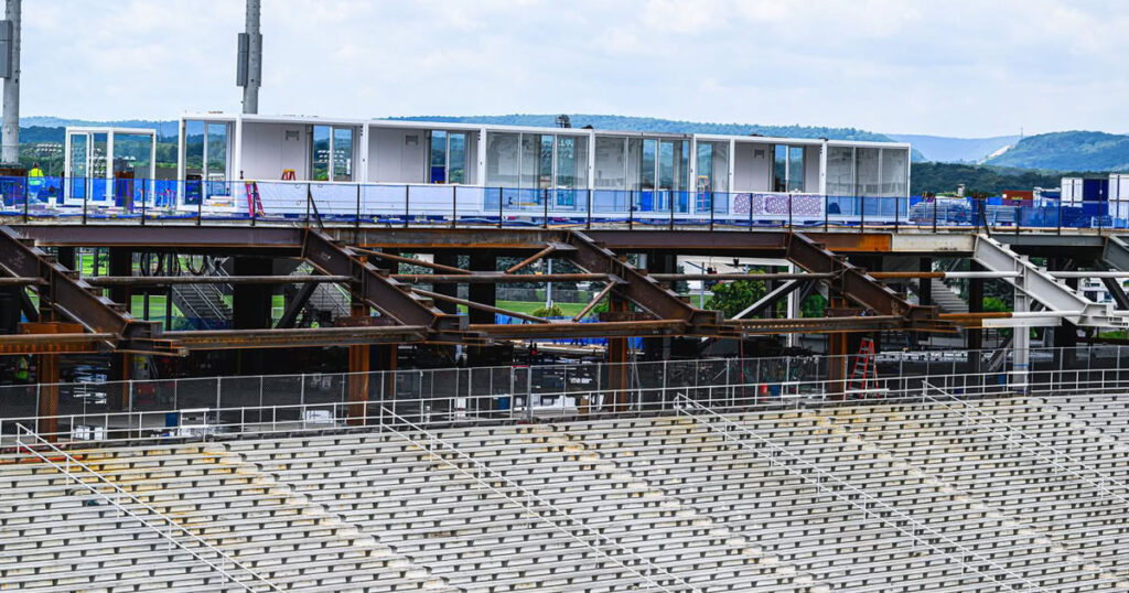 Construction work continues at Beaver Stadium on July 24 ahead of the Lions' season opener with Nevada on Aug. 30. (Photo courtesy of Penn State Athletics)