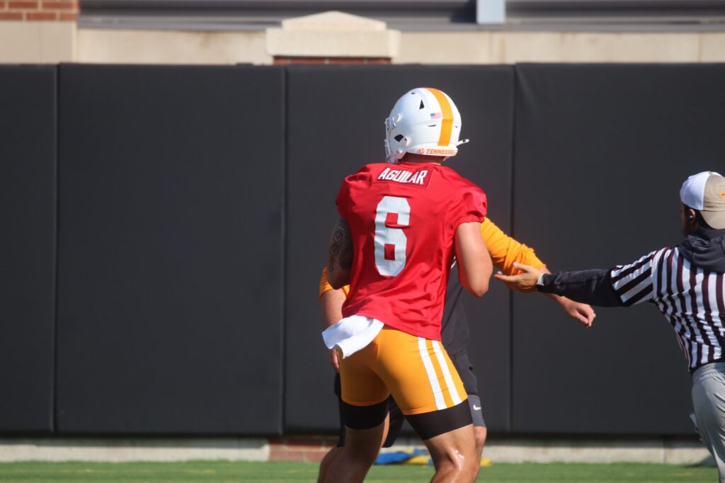 QB Joey Aguilar takes a rep