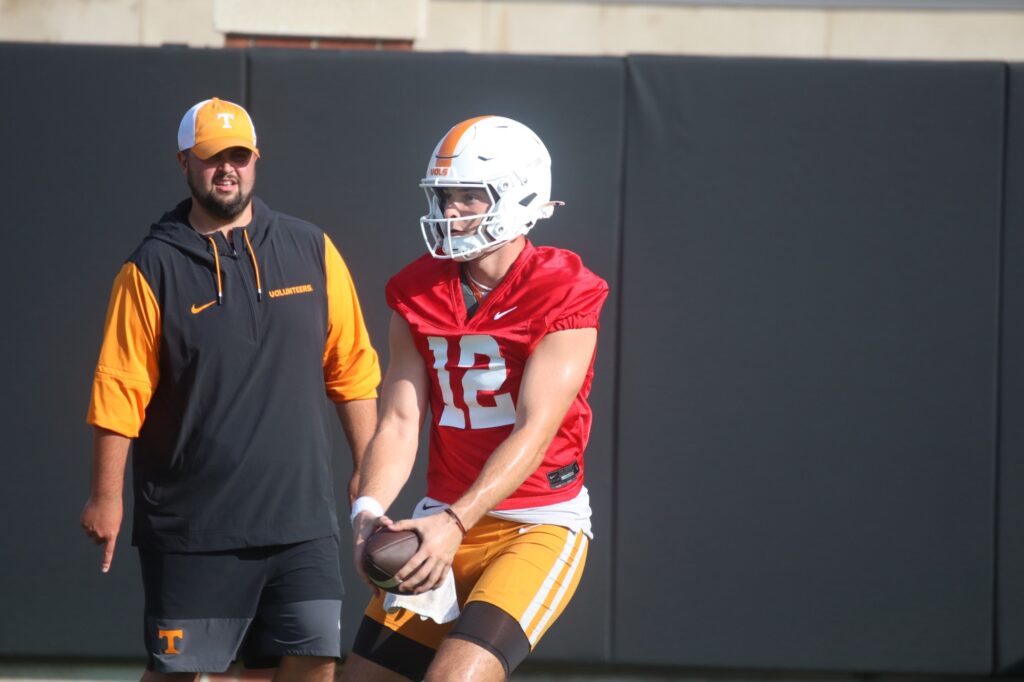 QB Jake Merklinger takes a rep