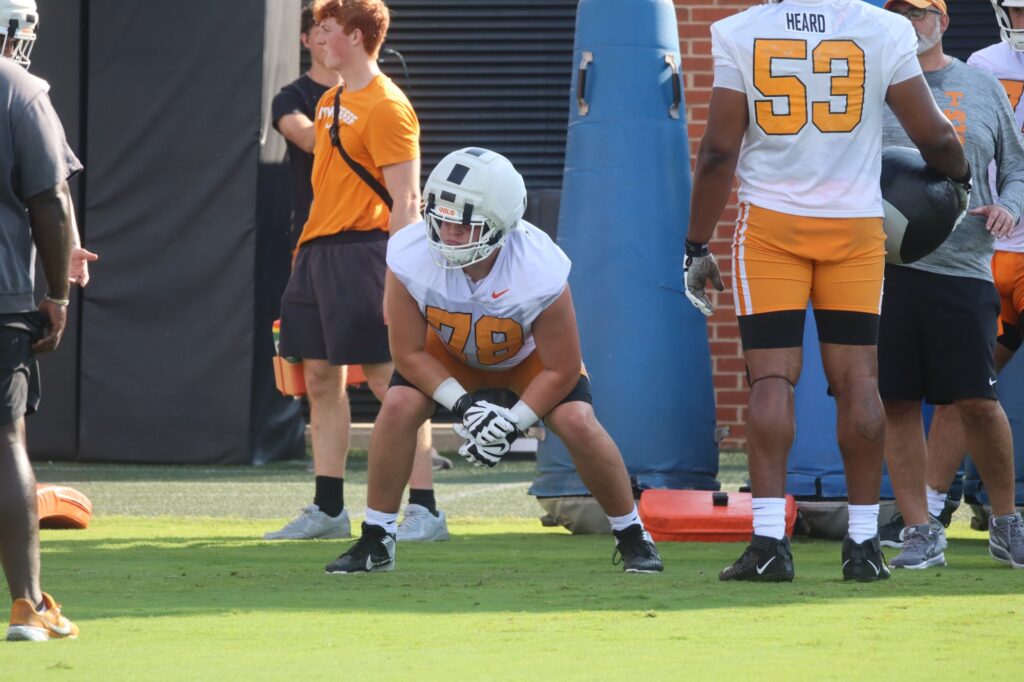 Notre Dame transfer Sam Pendleton participates in group drills