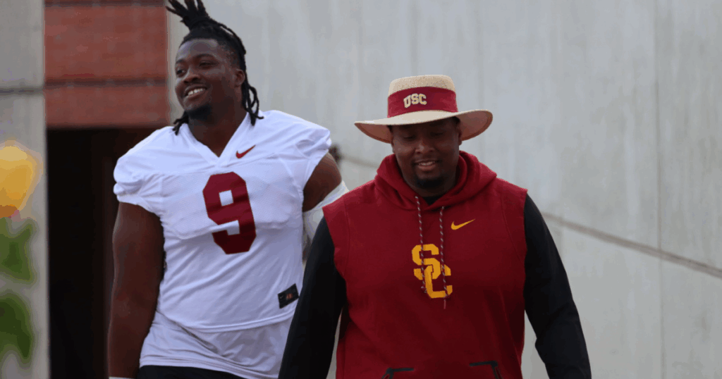 USC defensive lineman Keeshawn Silver and analyst Skyler Jones
