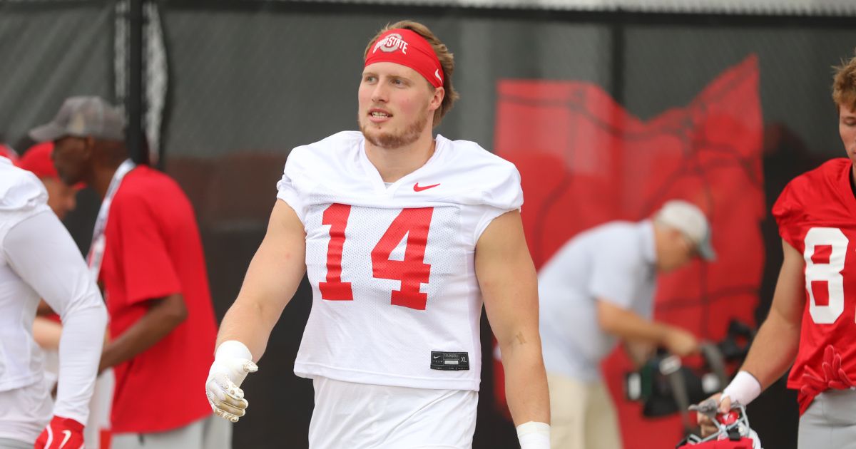 Ohio State defensive end Beau Atkinson loses black stripe
