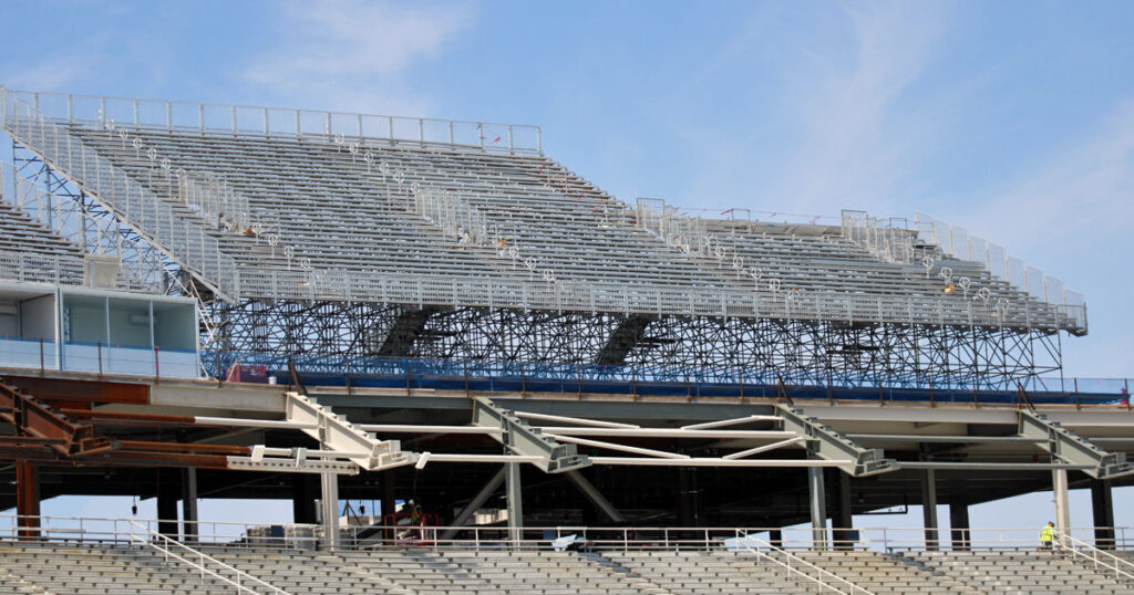 Beaver Stadium has temporary seating on the west side for the 2025 Penn State football season. (Pickel/BWI)