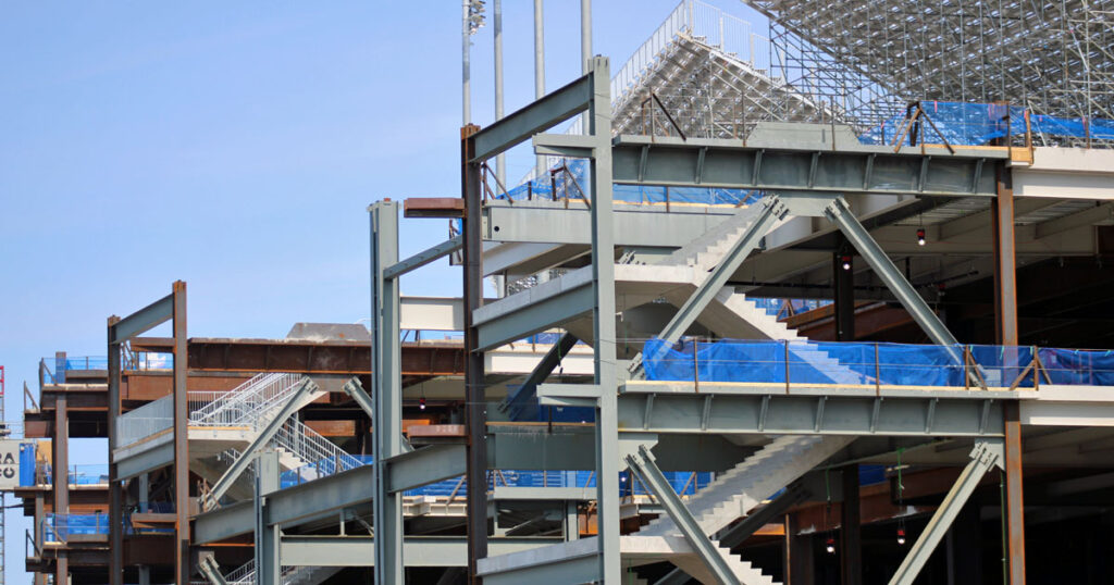 The temporary west side seating structure at Penn State's Beaver Stadium. (Pickel/BWI)