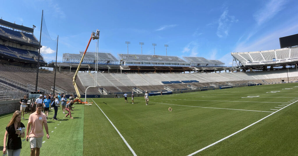 Beaver Stadium has temporary seating for the 2025 Penn State football season. (Pickel/BWI)