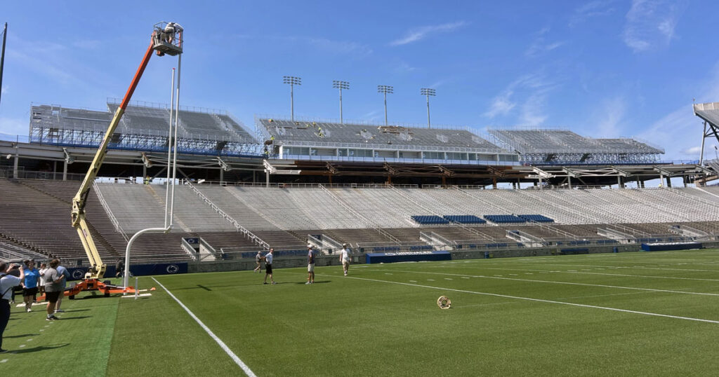 Beaver Stadium has temporary seating for the 2025 Penn State football season. (Pickel/BWI)