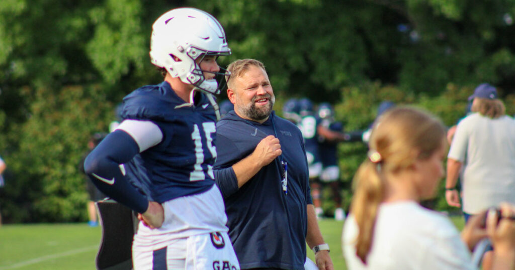 Penn State offensive coordinator Andy Kotelnicki and quarterback Drew Allar. (Pickel/BWI)