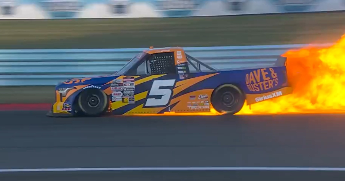 WATCH: Toni Breidinger No. 5 truck bursts into flames during Watkins Glen Truck Series race