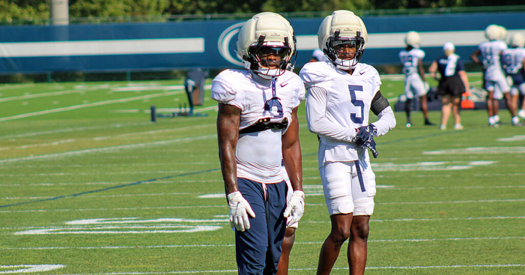 Penn State receivers Koby Howard (left) and Devonte Ross. (Pickel/BWI)