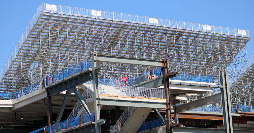Penn State built new walkways to reach the temporary bleachers at Beaver Stadium. (Pickel/BWI)