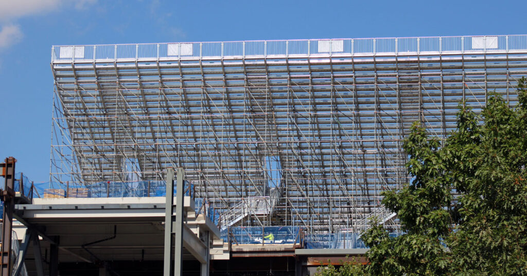 The last section of temporary bleachers on the west side of Penn State's Beaver Stadium. (Pickel/BWI)