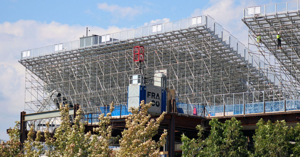 One part of the three sets of temporary bleachers on the west side of Beaver Stadium. (Pickel/BWI)
