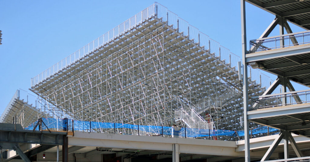 One part of the three sets of temporary bleachers on the west side of Beaver Stadium. (Pickel/BWI)