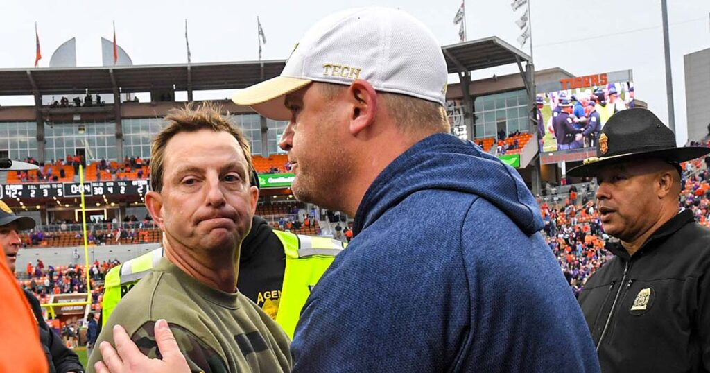 Clemson HC Dabo Swinney and Georgia Tech HC Brent Key