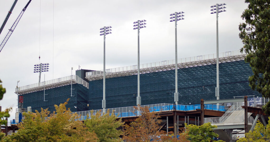 A backside view of the west side temporary seats at Beaver Stadium. (Pickel/BWI)