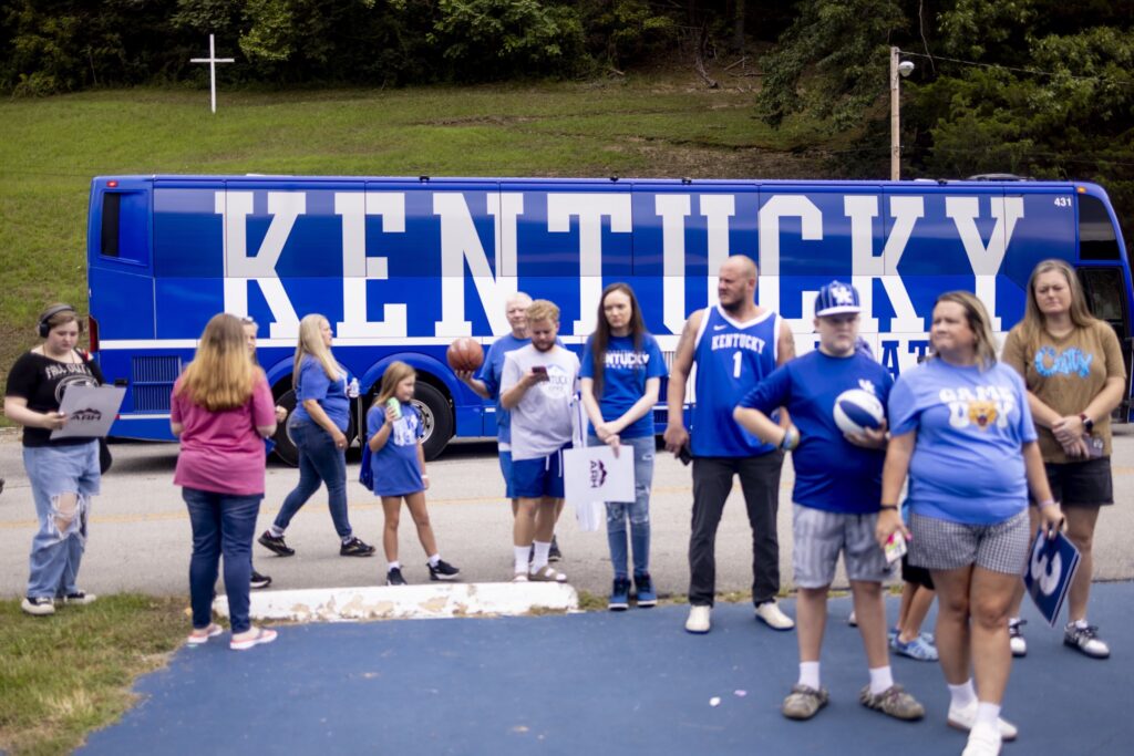 Kentucky basketball fans at Perry County Park, via Chet White, UK Athletics