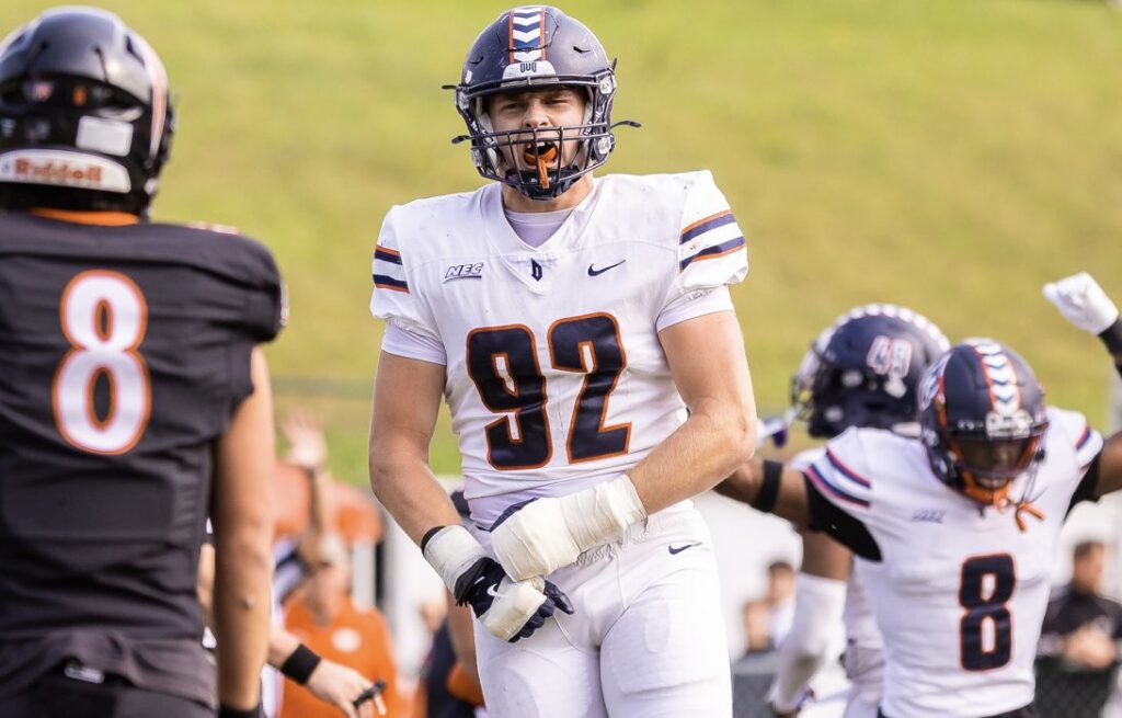 Duquesne defensive tackle Jack Dunkley. Photo credit: Duquesne Athletics.