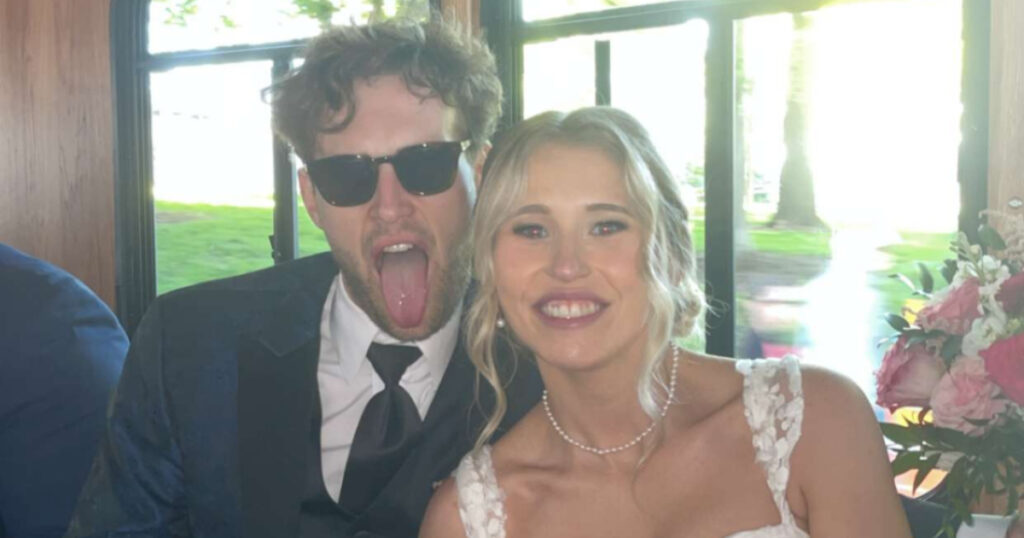 Former Notre Dame offensive lineman Trevor Ruhland with wife, Nina