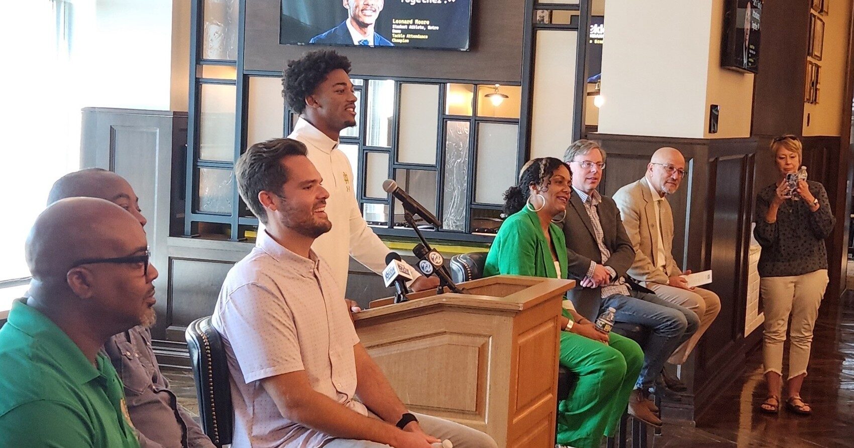 Notre Dame CB Leonard Moore shows South Bend students what leadership looks like