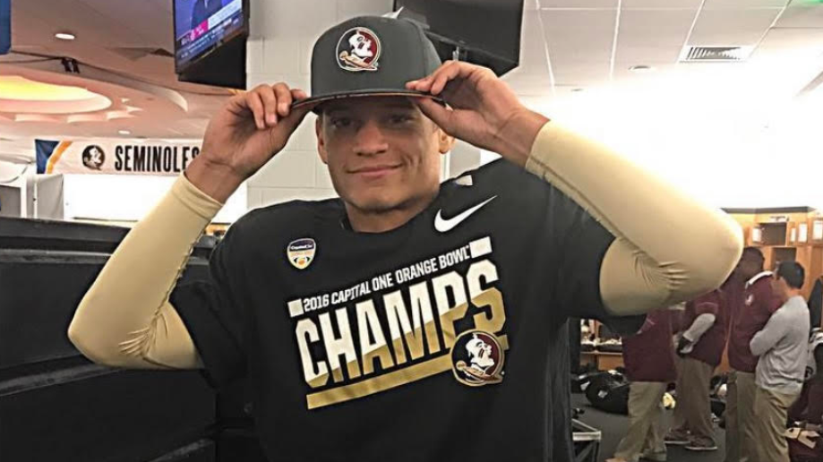 Tyriq Withers posted this photo of him in the locker room following Florida State's victory over Michigan in the 2016 Orange Bowl. (Tyriq Withers' Instagram)