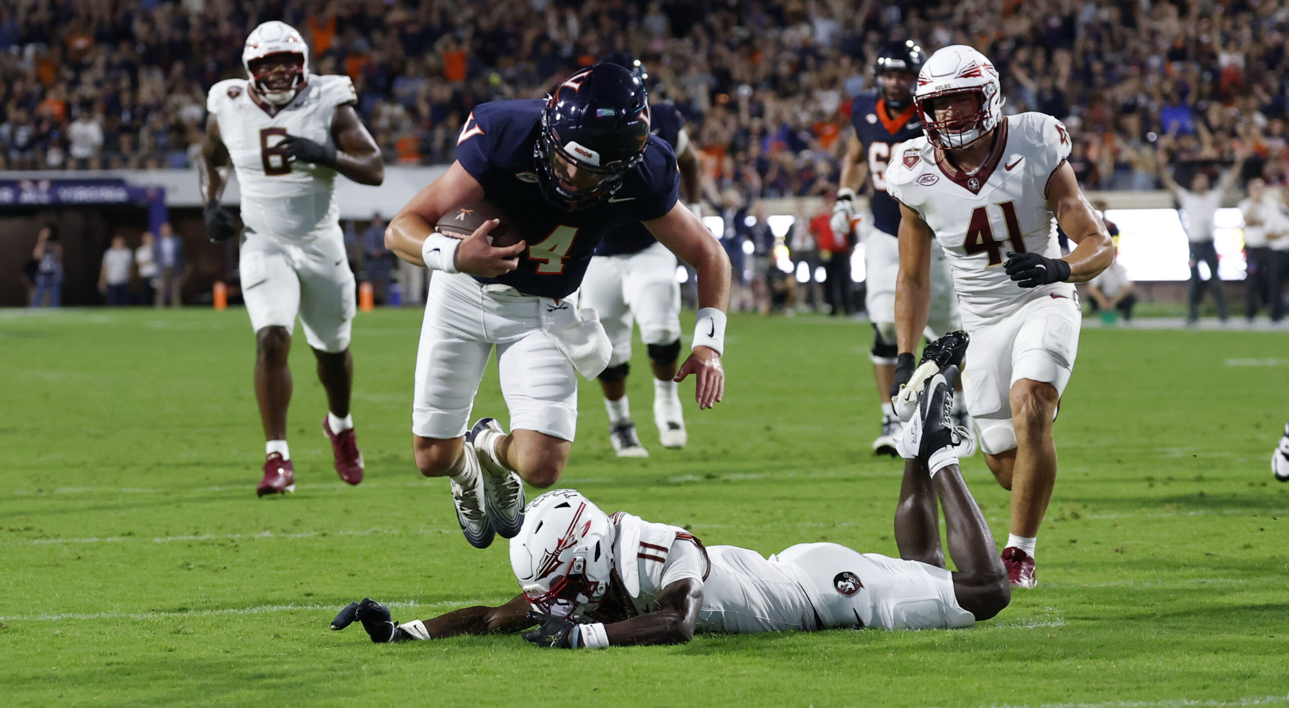 Chandler Morris distraught coming off field following Virginia’s ACC Championship Game loss
