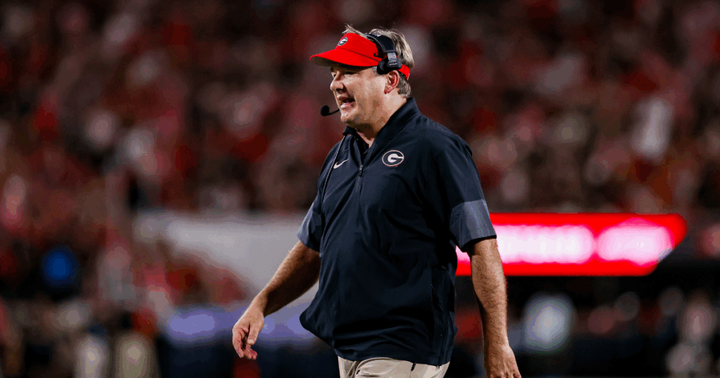 Georgia head coach Kirby Smart during Georgia’s game against Alabama on Dooley Field at Sanford Stadium in Athens, Ga., on Saturday, Sept. 27, 2025.