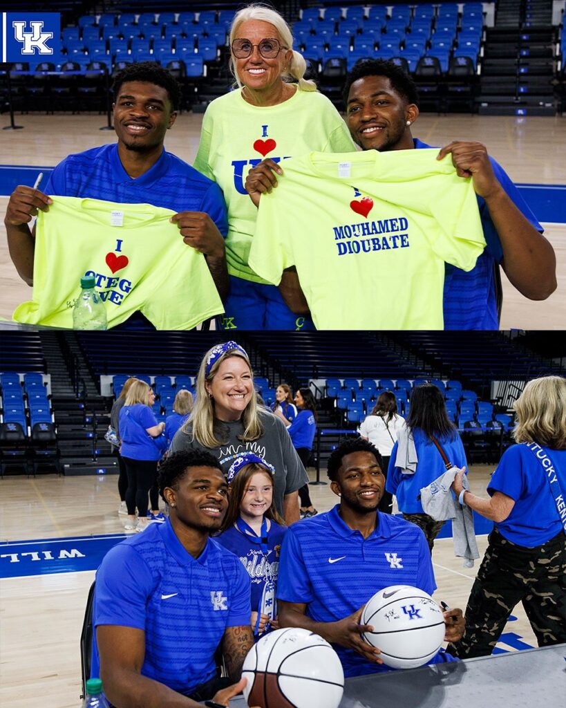 Mo Dioubate (right) and Otega Oweh (left) interact with fans at the Kentucky Basketball Hoops and Heels event - Photo via UK Athletics