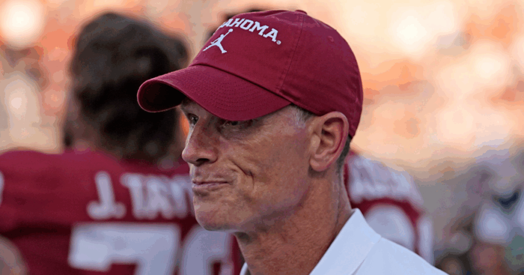 Oklahoma head football coach Brent Venables reacts following the first half of the Red River Rivalry college football game between the University of Oklahoma Sooners and the Texas Longhorn at the Cotton Bowl Stadium in Dallas, Texas, Saturday, Oct., 12, 2024.