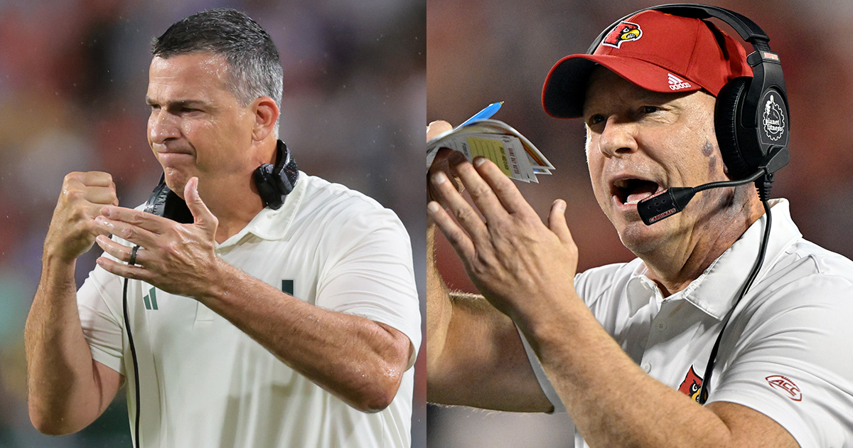 From The Other Sideline: Louisville Coach Jeff Brohm Says Miami "As Talented as Any Team in the Country" Ahead of Tonight's Showdown