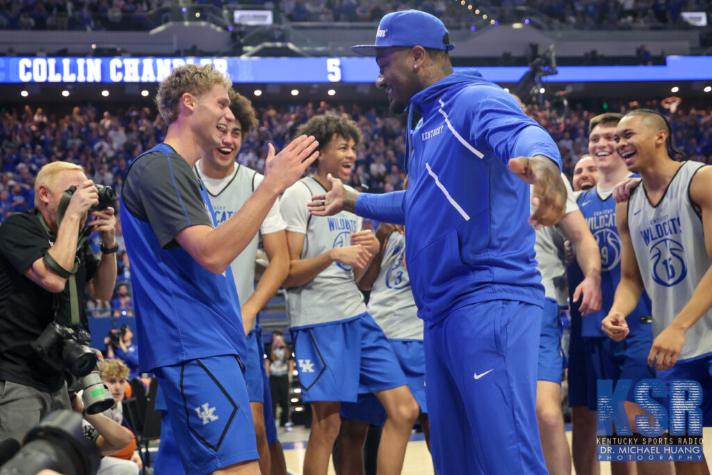 John Wall congratulates Collin Chandler on his dunk at Big Blue Madness - Dr. Michael Huang, Kentucky Sports Radio