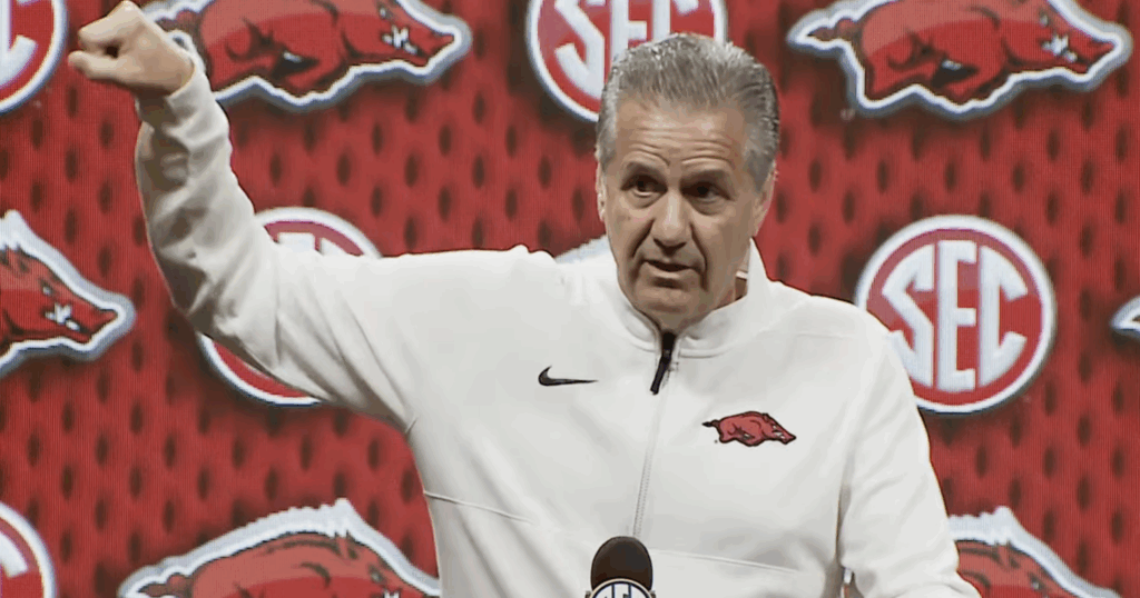 John Calipari does the John Wall Dance at SEC Tipoff '26 (Photo via SEC)