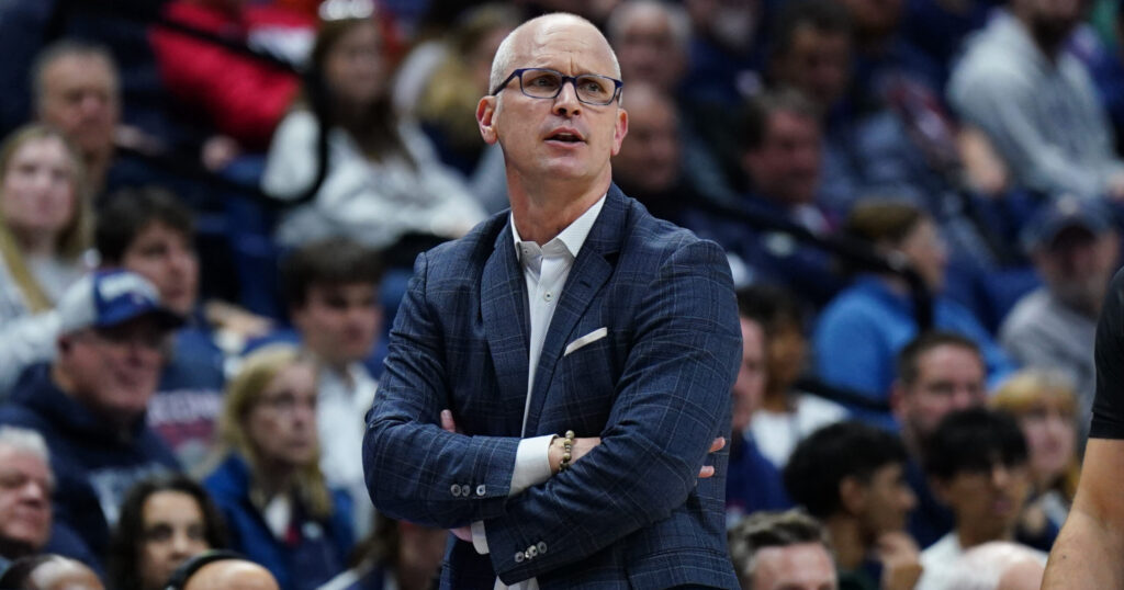 UConn HC Dan Hurley during New Haven game 2025