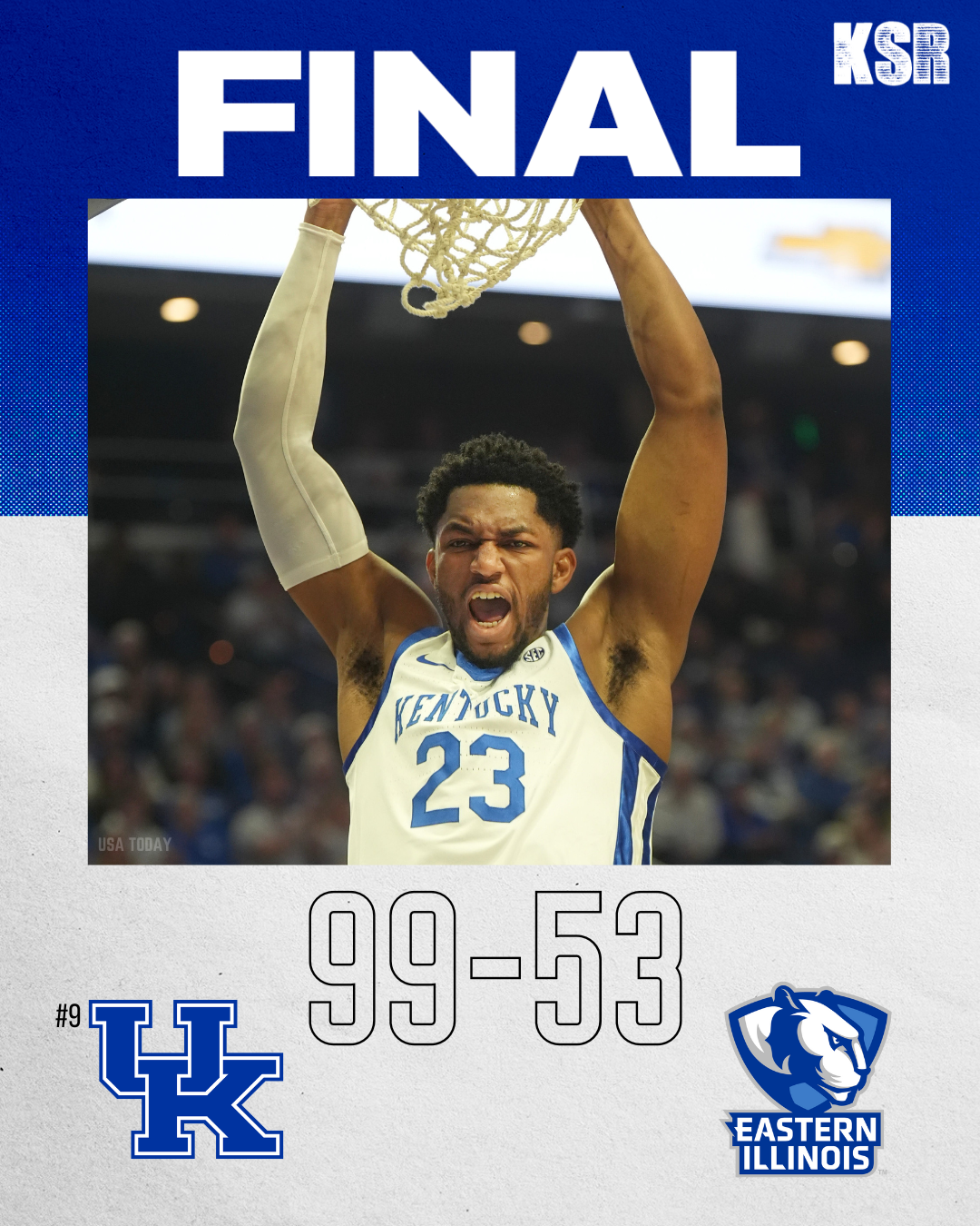 FINAL No 9 Kentucky Steamrolls Eastern Illinois 99 53 In Bounce Back Win KSR MBB Final Score Option 2