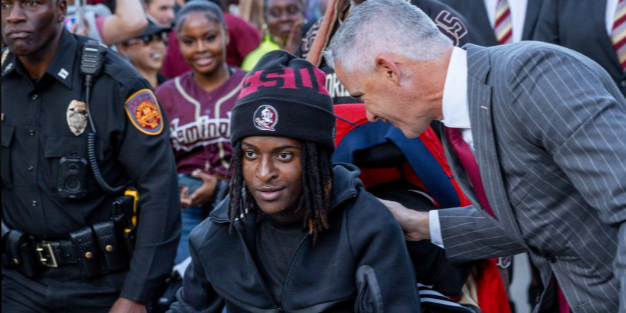 UPDATE: Ethan Pritchard joins FSU teammates for Legacy Walk before Virginia Tech game