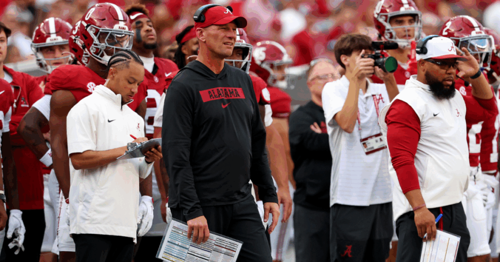 Alabama coach Kalen DeBoer vs. Oklahoma (David Leong / Imagn Images)