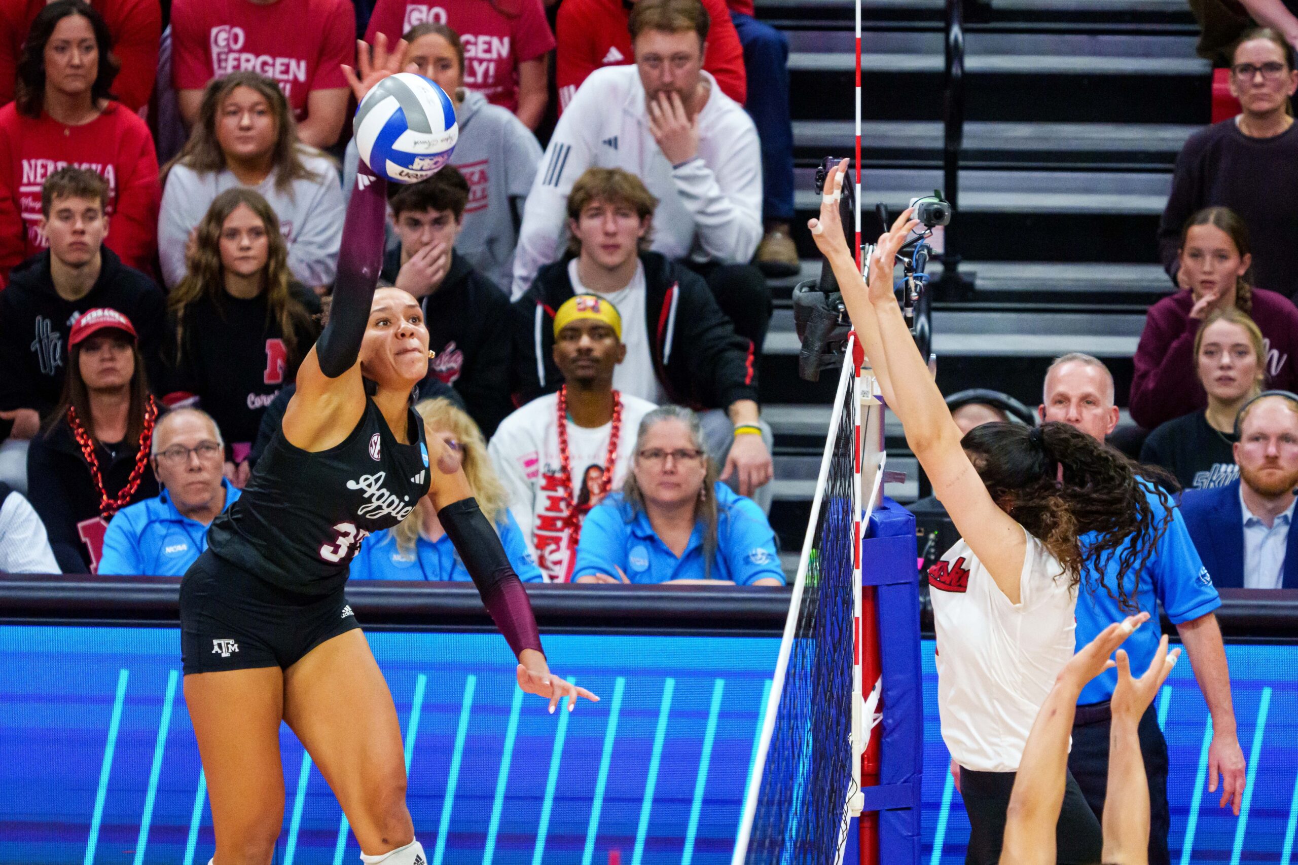 WATCH: Texas A&M rocks volleyball world with stunning upset of undefeated Nebraska