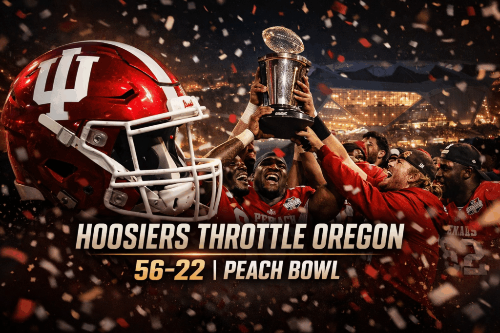 Hoosiers Throttle Oregon in Peach Bowl, Punch Ticket to National Championship