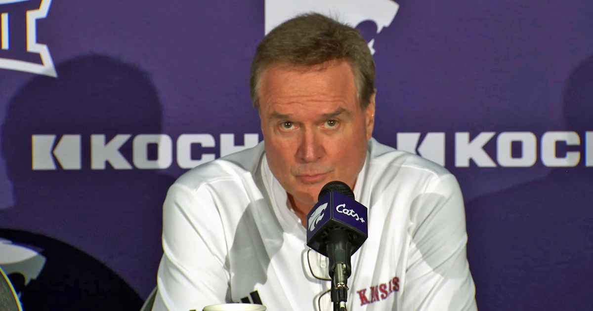 Bill Self, Elmarko Jackson and Melvin Council after Kansas State win