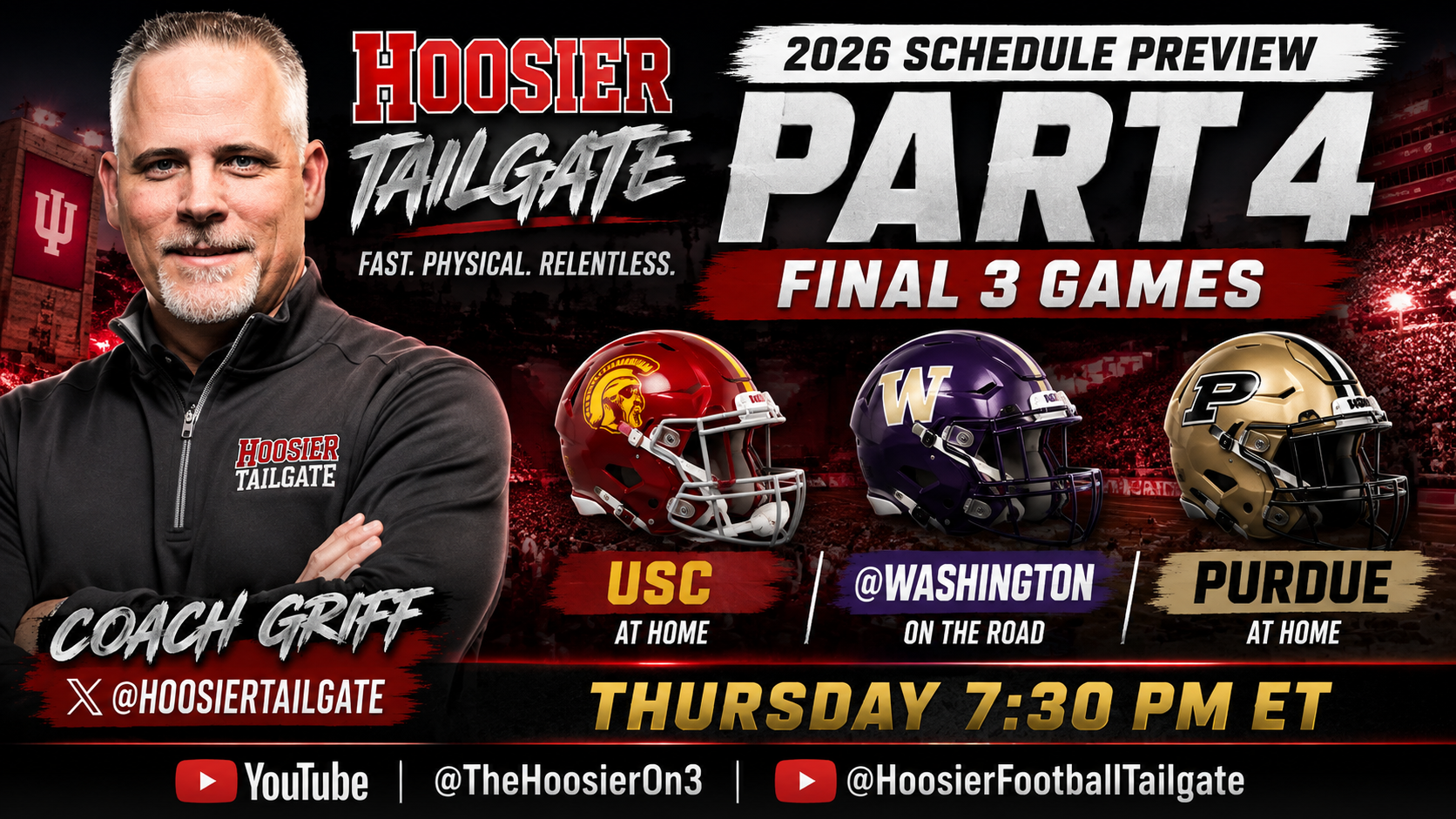 Indiana Football 2026 Schedule Preview Part 4: USC, Washington & Purdue