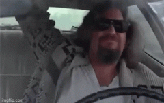 the dude pounds on the ceiling of his car.gif